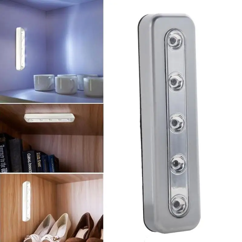 Tap Lights 5 LED Self Stick Under Push Night Light Closet Light