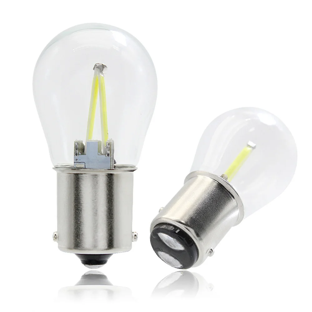

1156 BA15S 1157 BAY15D Strobe Flash COB LED Filament Car Light Bulb 12V Glass flashing Brake Reverse Turning DRL Signal Lamp