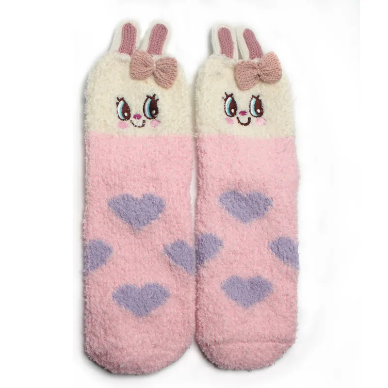 6Polar Fleece Women Socks Super Warm Comfortable Christmas Men Floor Socks with Rabbit Sheep Dot Parents and Children Socks