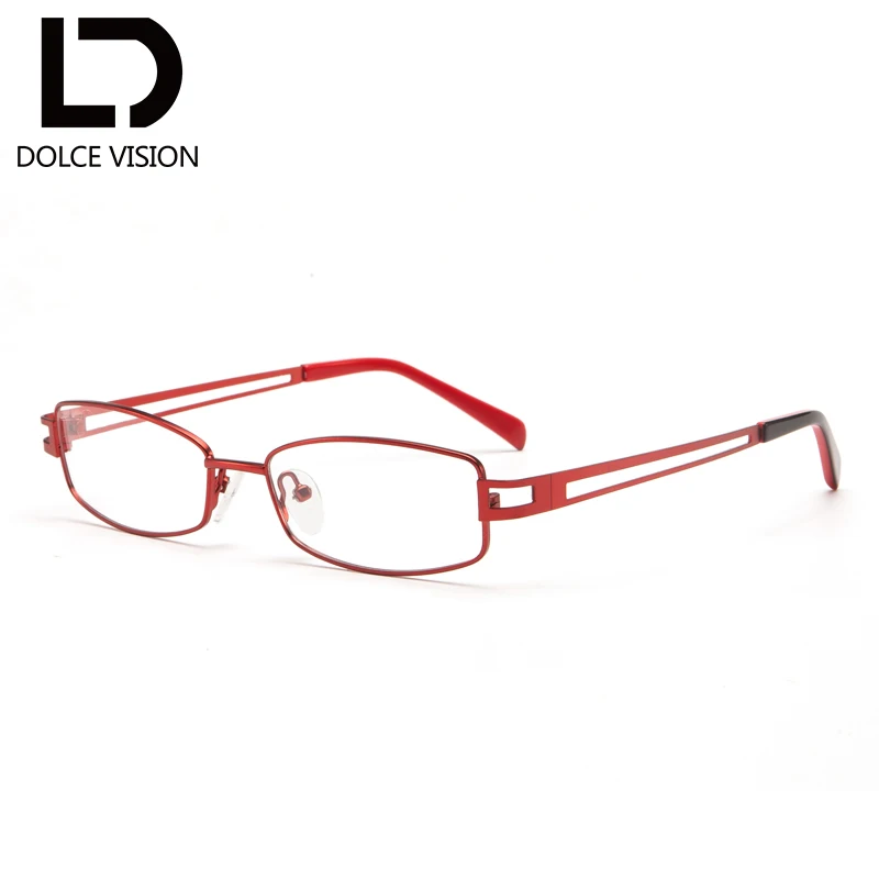 

DOLCE VISION Red Metal Optical Glasses Women Degree Clear Lens Eyeglasses Ladies 1.67 Graduated Glasses Astigmatism Spectacles