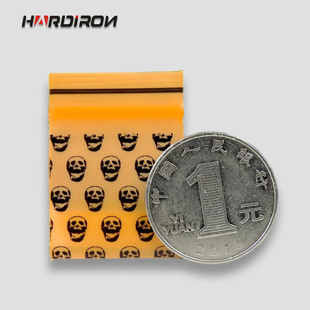 HARDIRON 500 шт. мини-сумка на молнии с принтом черепа для ювелирных изделий, пластиковая маленькая упаковочная сумка