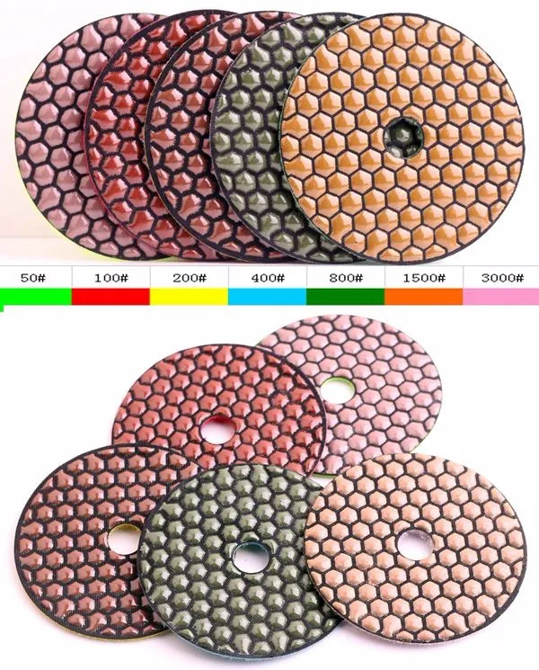 DC-WHCPP02 4 дюйма(100 мм) блестящие цветные шестигранные алмазные сухие полировальные подложки для Полирующий гранит, мрамор и бетон