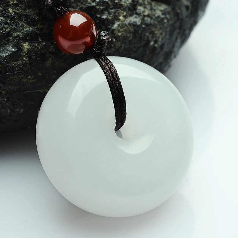 Genuine Kunlun White jade safety buckle pendant oily delicate natural