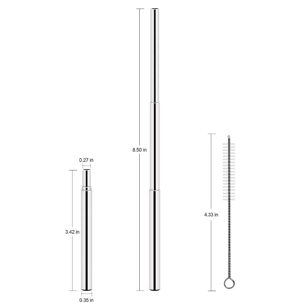 Телескопические многоразовые питьевые соломинки из нержавеющей стали металлические соломинки пищевой складной соломинки брелок набор с Чехол щетка для чистки