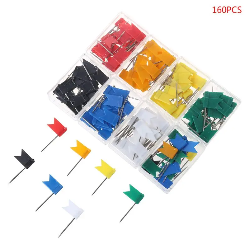 us 4 05 29 off 160pcs multi color flag shaped push drawing pins notice cork board map marker thumbtack pins office supplies thumbtack pins in pin pins map