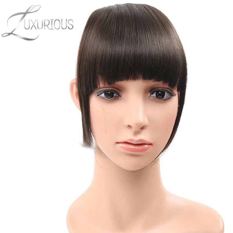 Luxurious 100 Human Remy Hair Front Neat Bangs Natural color Clip In