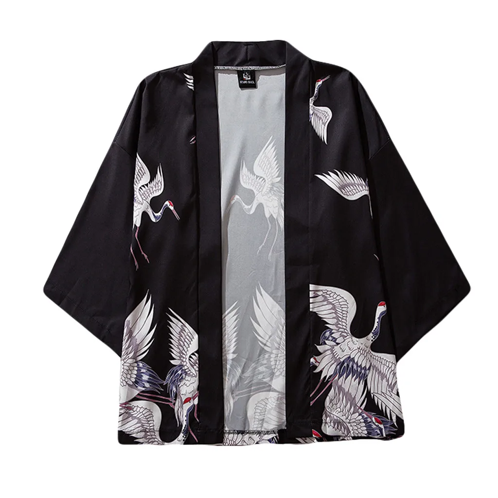 Мужская блузка в японском стиле Харадзюку,, кардиган, кимоно, Национальный принт, топы, кардиган, летние свободные топы с принтом, Mujer 6,20