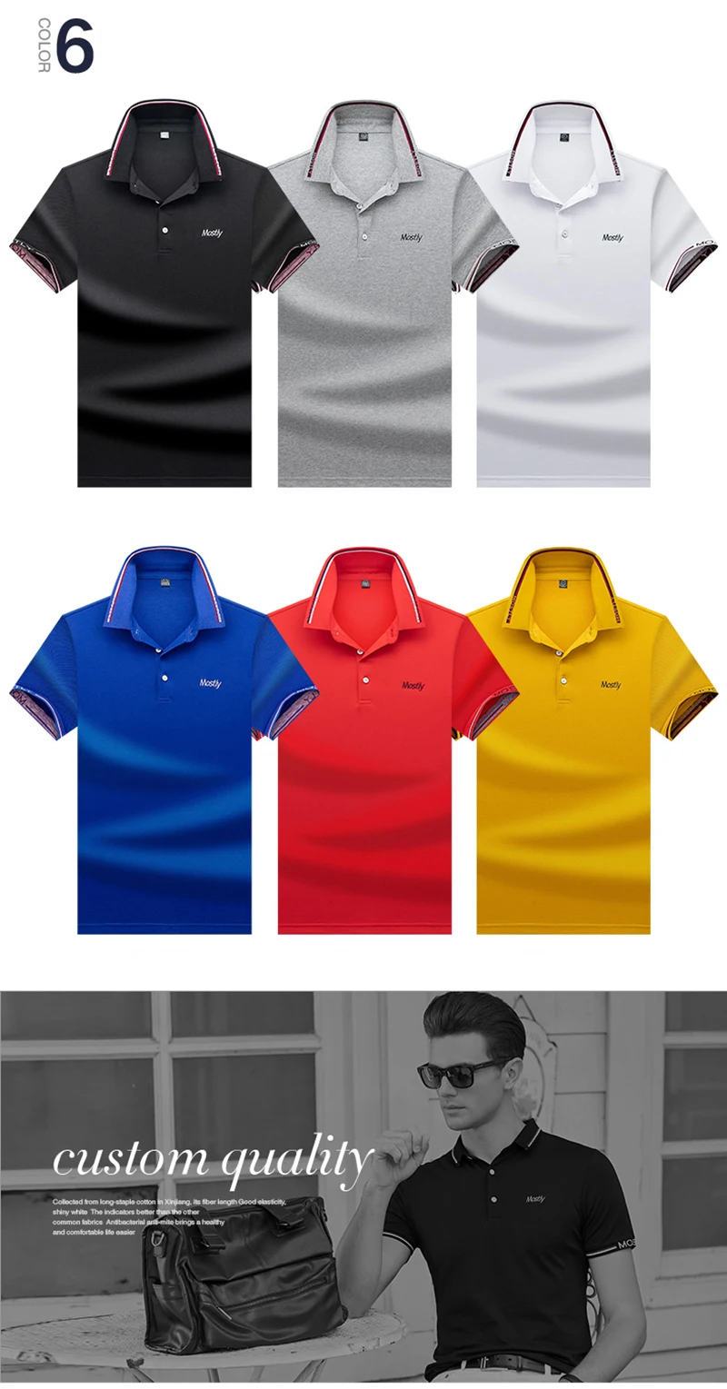 Hommes de POLO Chemises Marque Coton A Manches Courtes Camisas solide broderie Polo Dete Col montant Мужское поло Chemise plus la