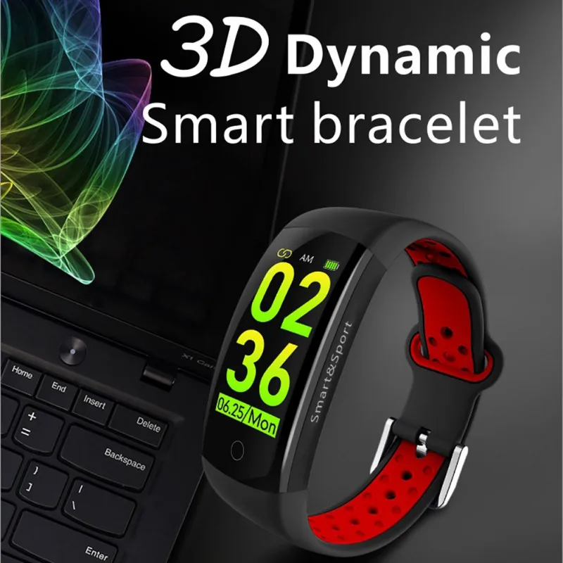 

Q6S Smart Bracelet 3D Dynamic Blood Pressure Heart Rate Monitor Waterproof Sports Fitness Smart Watch