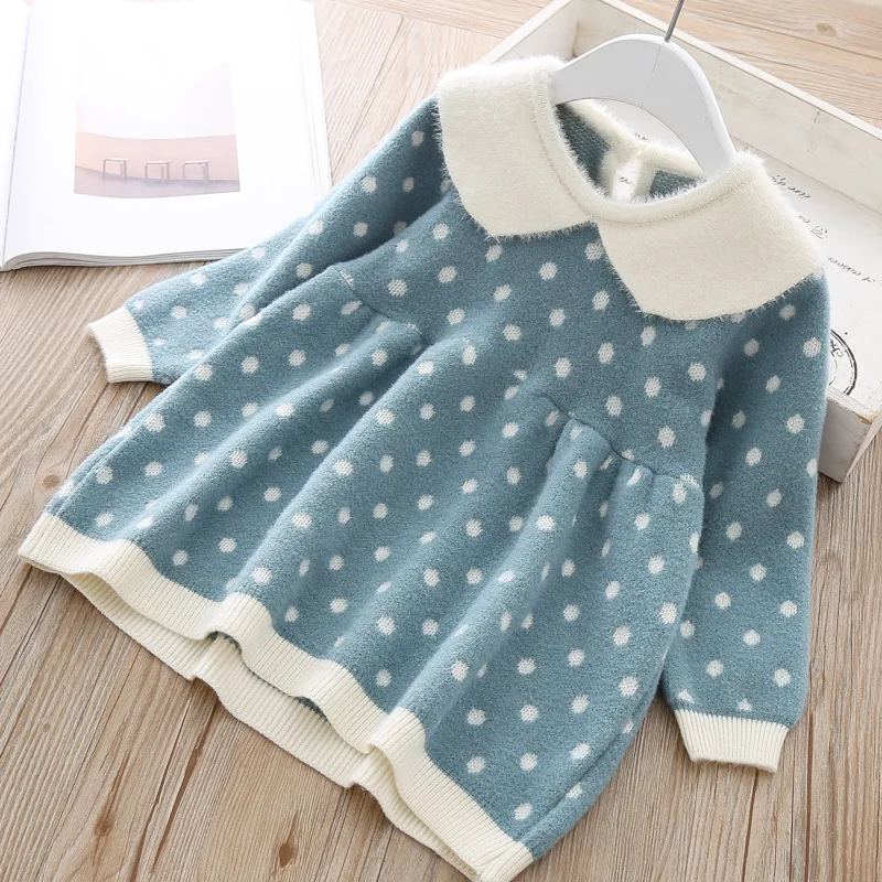 Теплый свитер для новорожденных девочек Милая осенне-зимняя новая трикотажная одежда для новорожденных малышей, топы, рубашки для девочек, шерстяное рождественское платье