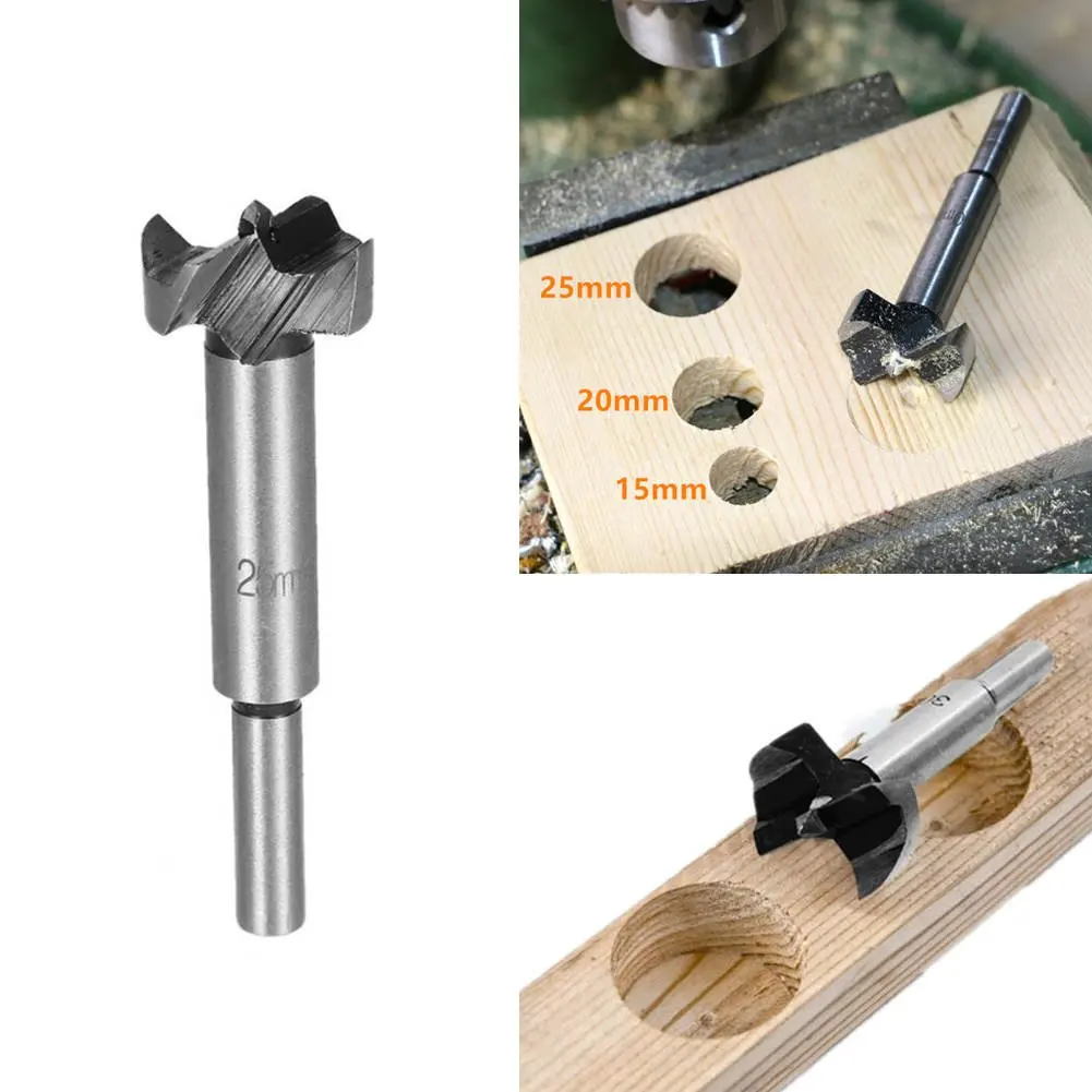 5pcs Forstner Bit Carbon High Speed Steel Woodworking Hole Saw Set Auger Opener Drilling Wood Plastic Plywood with Round Shank-1