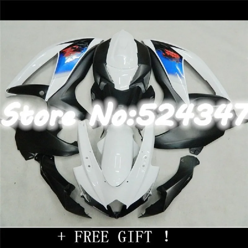 Бо для K8 08 09 10 GSX R750 GSX-R750 GSXR 750 комплект белого и черного цвета GSXR750 K8 2008 2009 2010 обтекатель