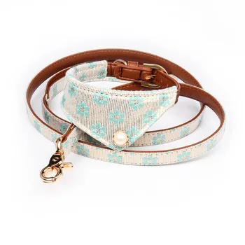 

PU Leather Small Dogs Leash Fashion Floral Necktie Dog Collar Pets Supplies Puppy Collars Pitbull Perro Chihuahua Pet Leashes