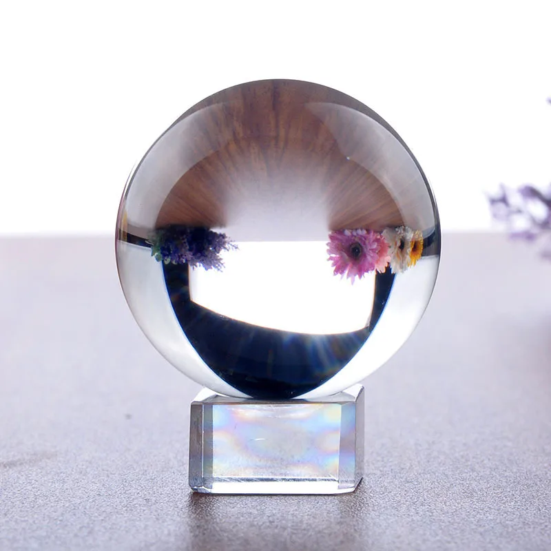 H&D Crystal 60mm Artificial Crystal Ball for Photography Decor Clear Quartz Healing Ball Sphere