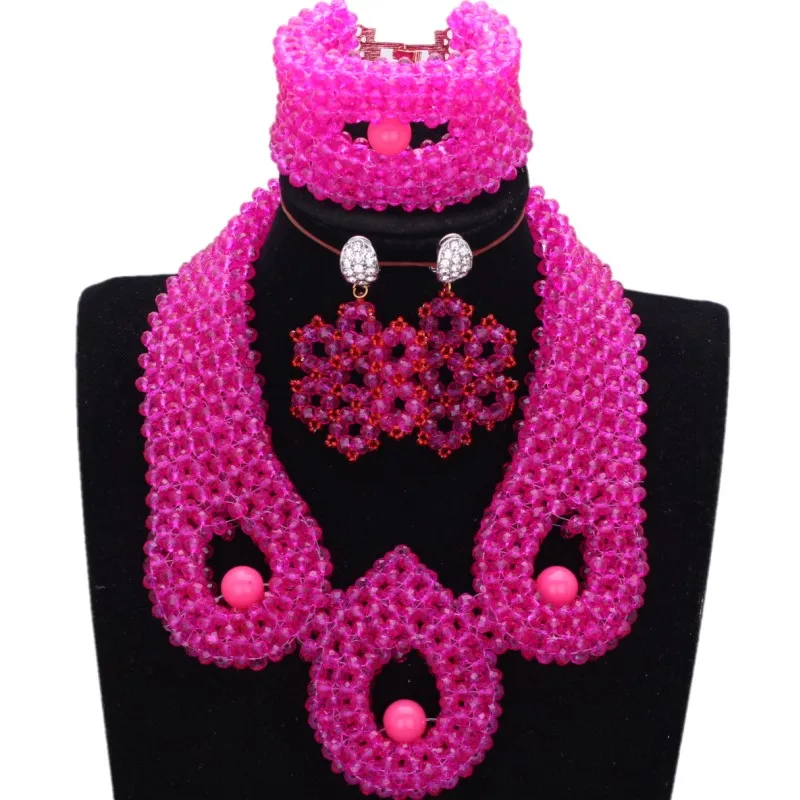 

4UJewelry Bridal Jewelry Sets Pink Owl Handmade Crystal Austrian Crystal Necklace Set For Women Free Shipping African beads 2019
