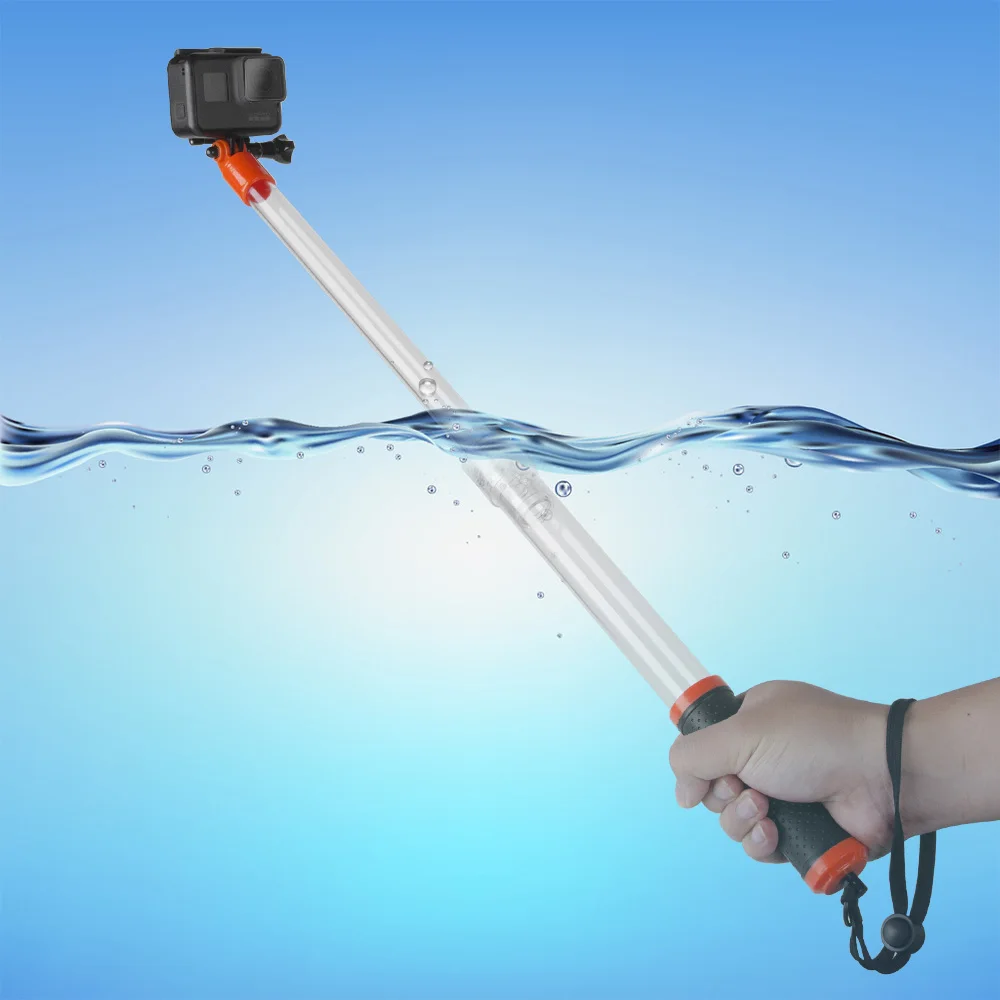 insta360 ONEX Floating Transparent Telecoping Pole Waterproof Monopod+Clip Mount For GoPro Xiaomi YI 4K+Lite Dji OSMO Action