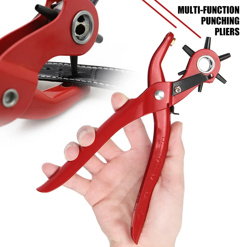 

Red Durable Belt Puncher Hole Punch Punch Hole Tool for Shoe Home Belt Punching Pliers Punch Plier Watch Strap