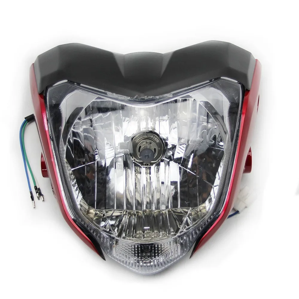 Универсальная Rracing мотоциклетная фара с лампой и кронштейном, используемая для YAMAHA FZ16 FZER150, красный, черный, синий, серый цвет, налобный фонарь - Цвет: Красный