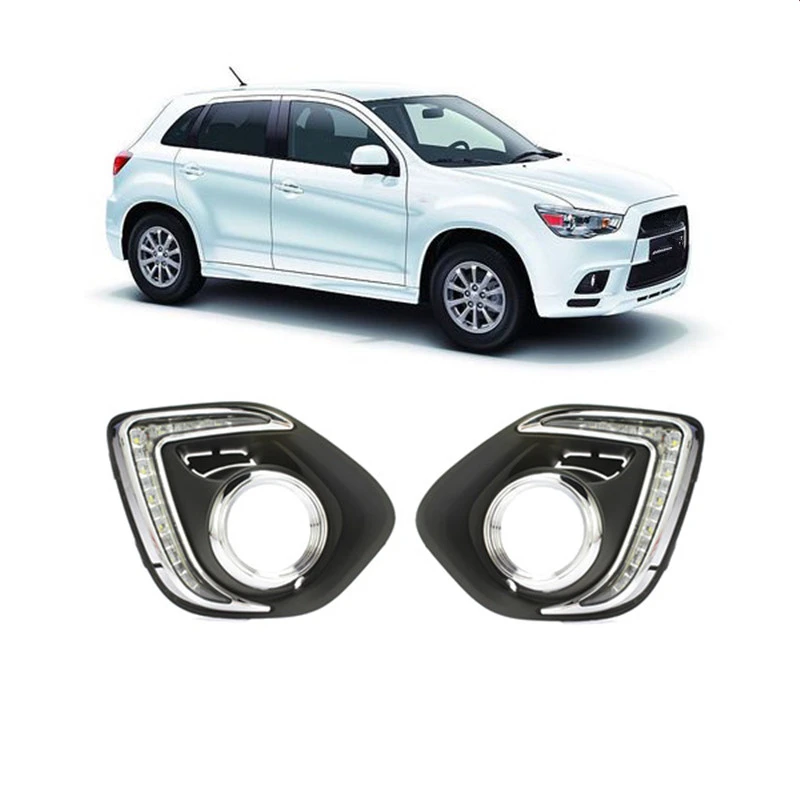 

Tcart DRL For Mitsubishi ASX 2013 2014 with fog lamp hole 12V 8LED DRL CAR light DRL Daytime Running Lights car fog lights