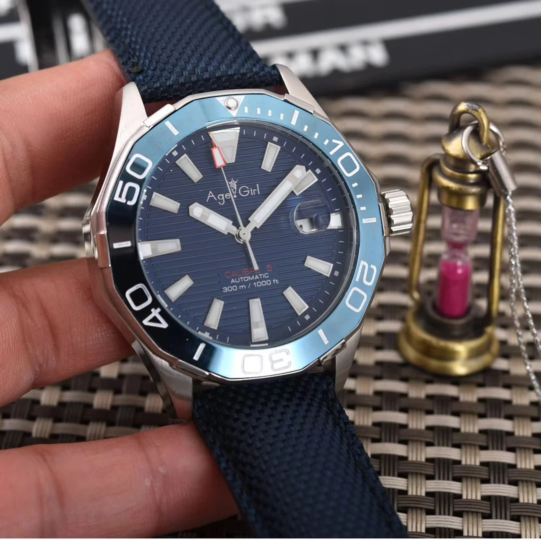 

Luxury Brand New Men Automatic Mechanical Silver Black Blue Canvas Leather Ceramic Stainless Steel Sapphire Waterproof Watch AAA