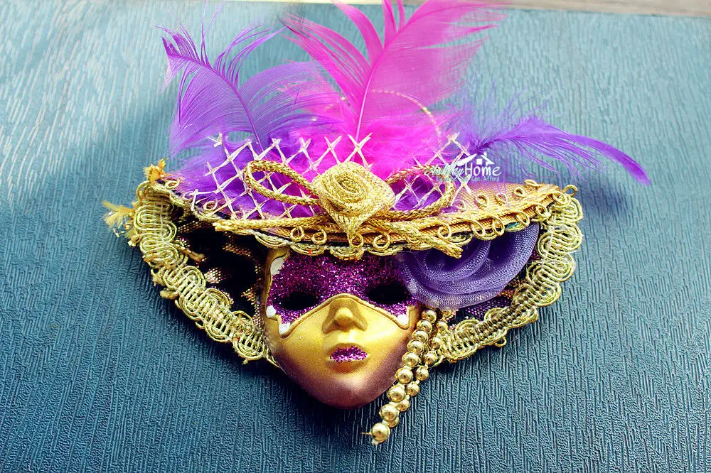 

Italy Carnival of Venice Tourist Travel Souvenir 3D Mask Fridge Magnet PURPLE