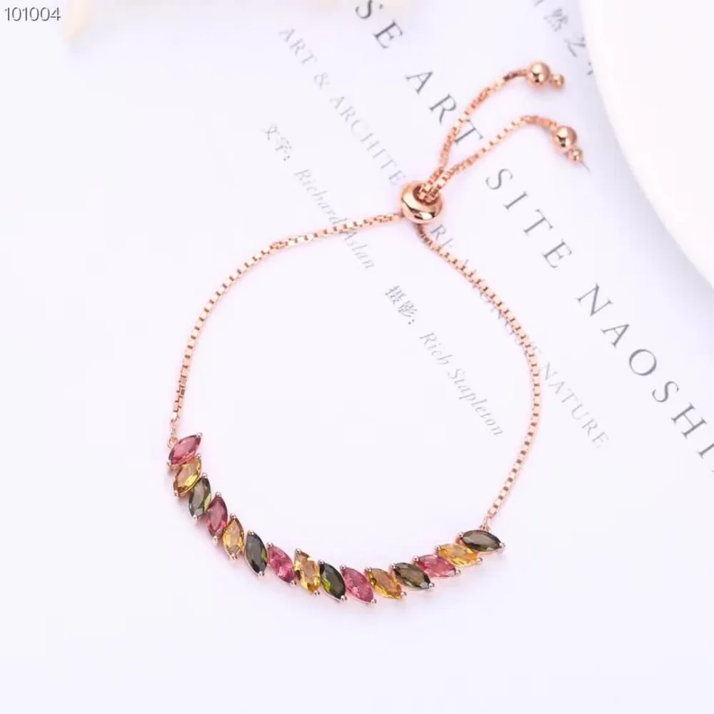 Драгоценный камень, хорошее ювелирное изделие, фабрика wholesale18K белые серьги из розового золота с натуральным Турмалин регулируемый браслет для женщин