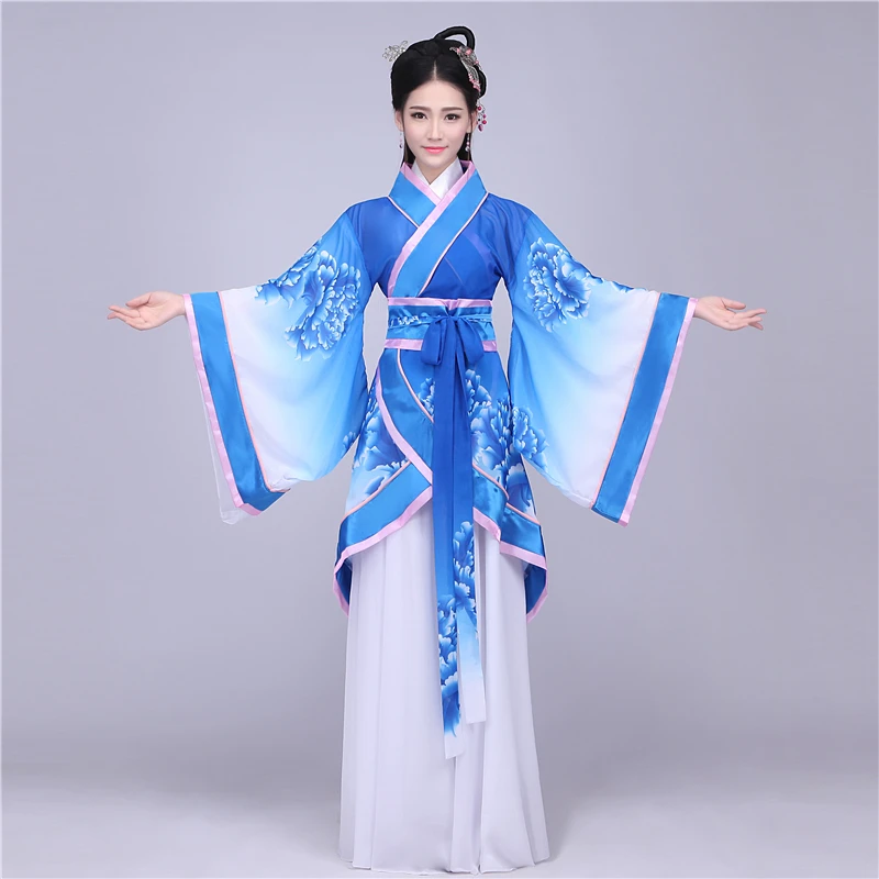 Китайский народный танцевальный костюм одежда hanfu древний веер традиционный