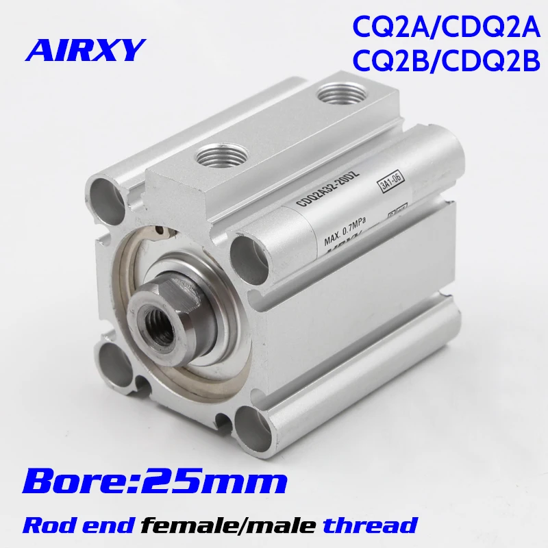 

CQ2A/CQ2B bore 25mm Double Action single rod thin Compact Cylinder rod end female/male thread CQ2B25-20DZ CDQ2B25-32DMZ