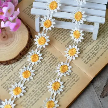 

5 Yards/lot Yellow Handmade Embroidery DIY Guipure Lace Trim for Costume High Quality Dress Sewing Lace Ribbon 2.3 cm
