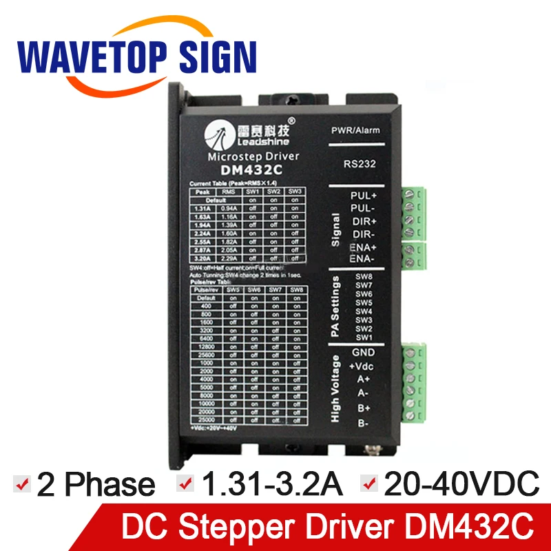 

Leadshine 2Phase Driver DM432C Input Voltage DC20-40V Current 1.31-3.2A Match the Motor 39 42
