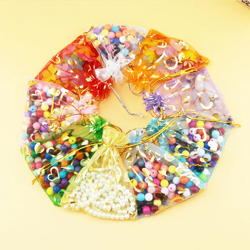 13x18cm Small jewelry Draw string bag Gift bags gauze jewelry bag mix