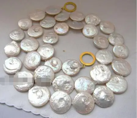

Free Shipping >>>big Nature 32'' 20MM White Coin Freshwater Pearl Necklace