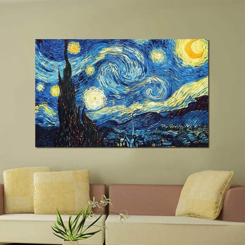 wall frame inch center 16 Prints A3 night famous Framed Digital Canvas starry