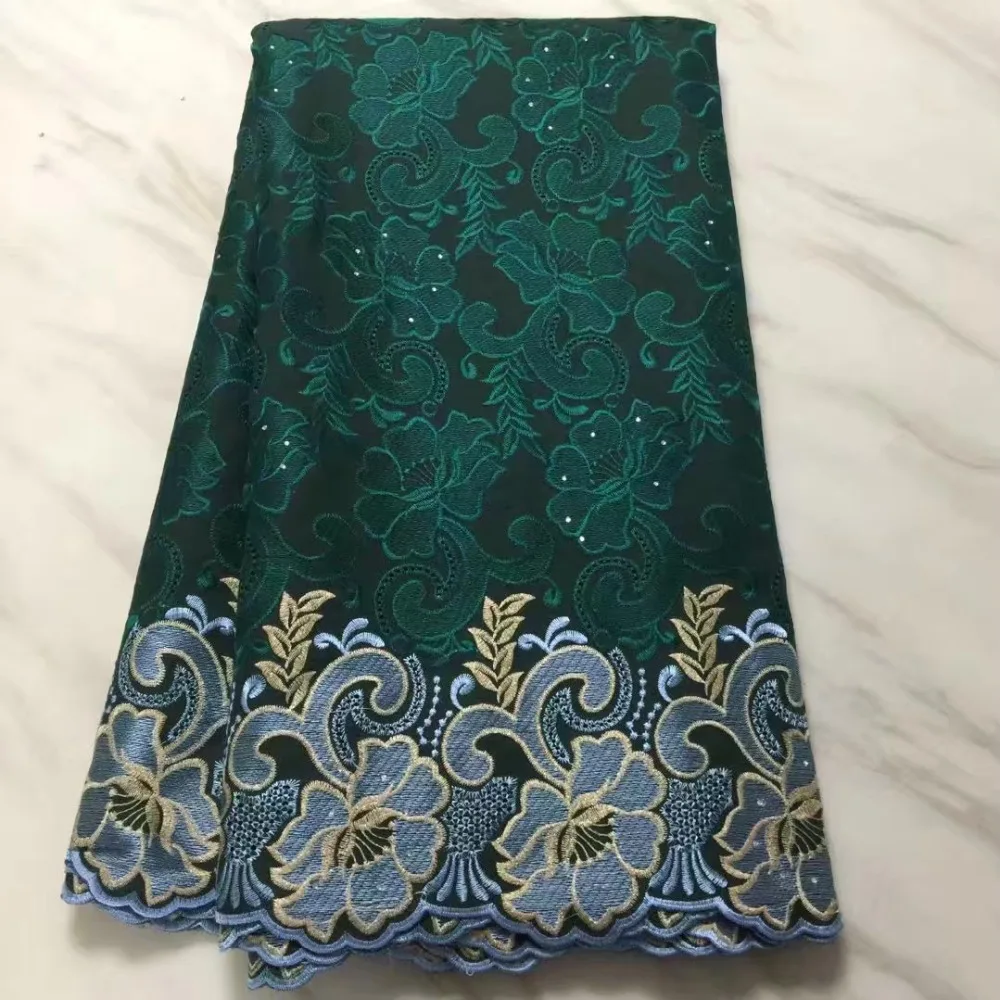 

African lace fabric 5yds/pce dhl Swiss Voile Laces Switzerland green African stones Cotton women luxury dress 2019 new designs
