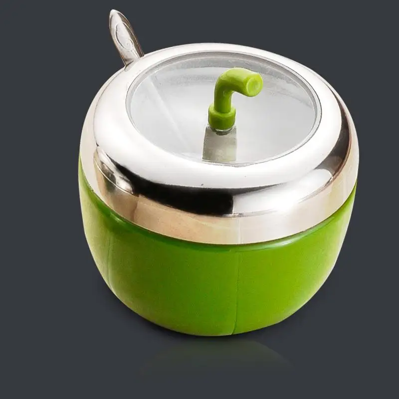 BVZ 4 цвета приправа из нержавеющей стали горшок приправа банка для перца соль сахар приправа коробка с крышкой кухонные аксессуары - Цвет: Зеленый