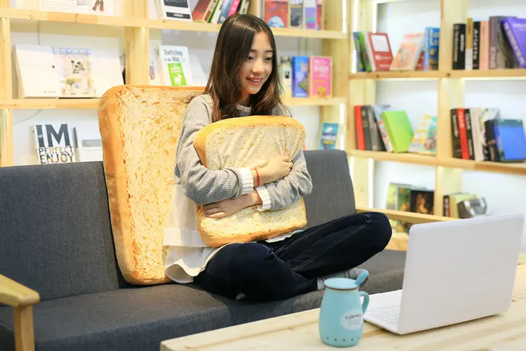 40-80cm Creative Plush Toast Bread Pillow Toy Stuffed Bread Cushion Funny Toast Bread Pillow for Pets Birthday Gift Decoration