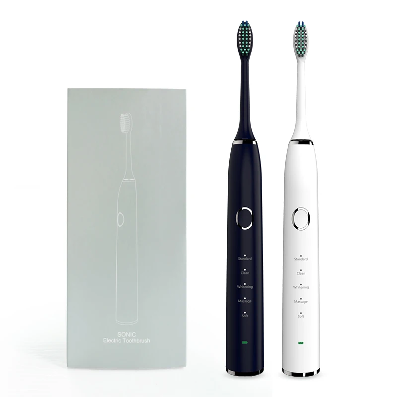 

Ultrasonic Sonic Electric Toothbrush USB Charge Rechargeable Tooth Brushe With 2 Replacement Heads Timer Brush IPX8 Waterproof