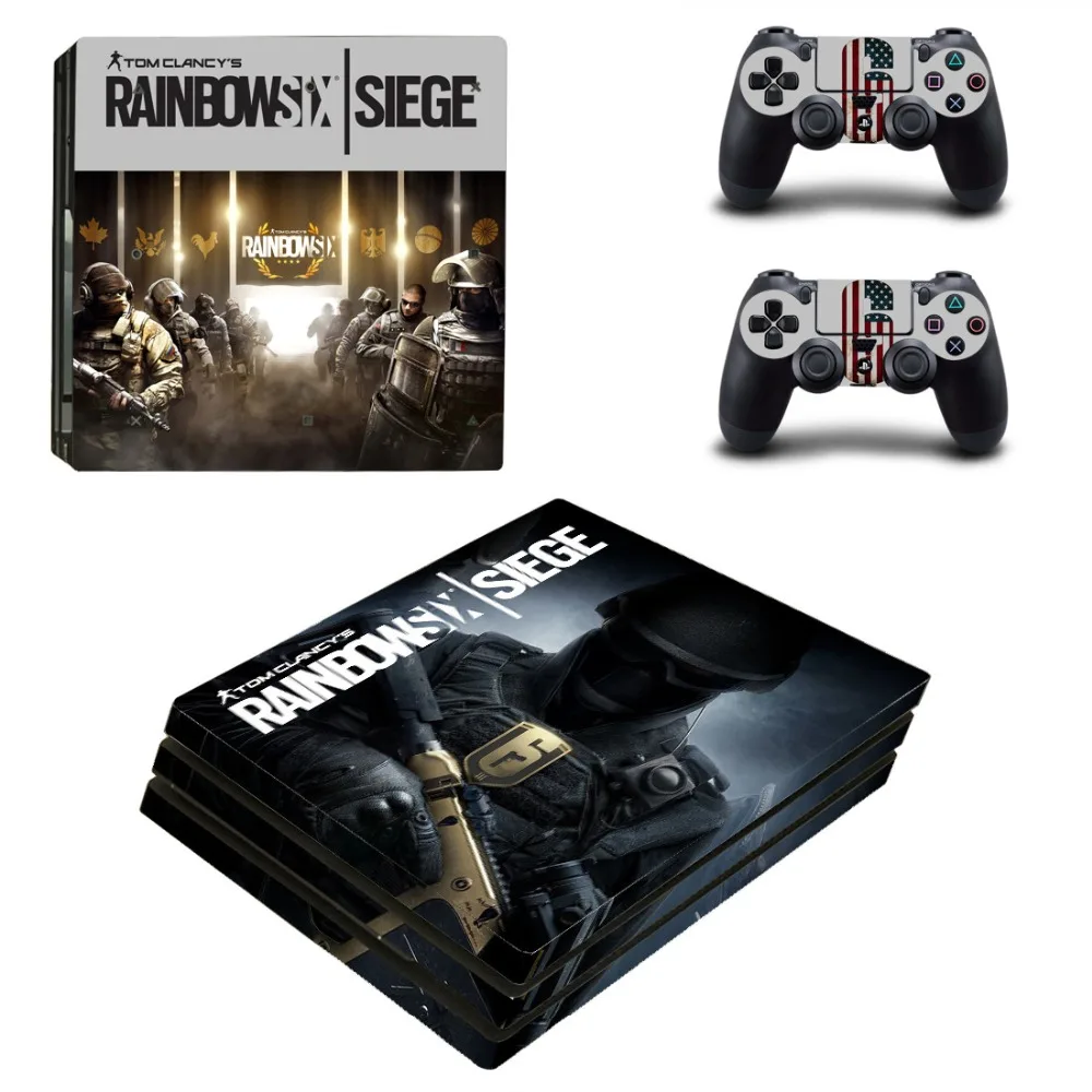Виниловая наклейка Tom Clancy's Rainbow Six Siege PS4 Pro для консоли Playstation 4 и 2 контроллера
