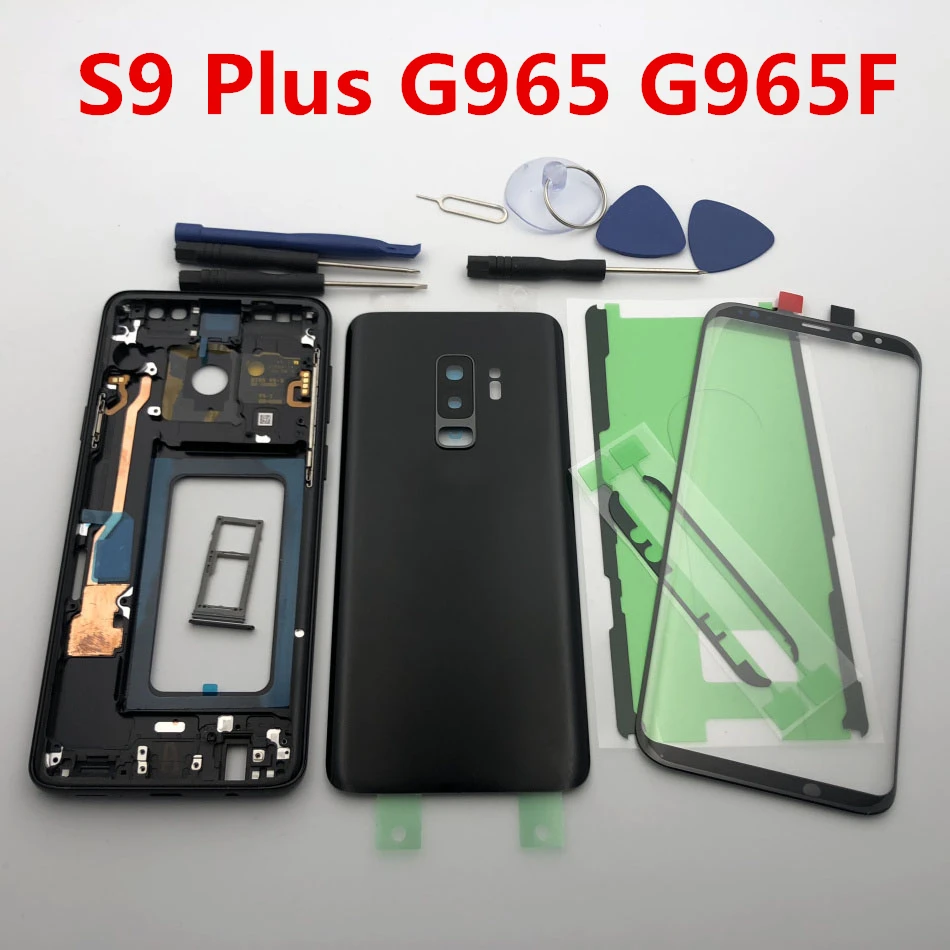 S9+ чехол с полным корпусом, задняя крышка+ передняя стеклянная линза+ средняя рамка для samsung Galaxy S9 Plus G965 G965F, полная часть