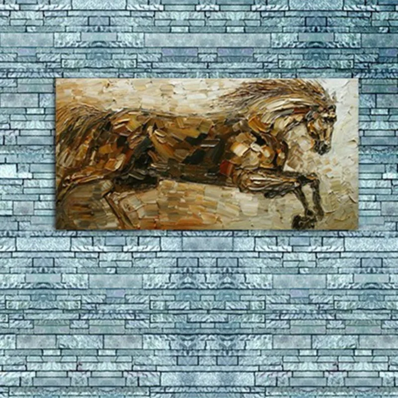 

Hand Painted Abstract Animal Oil Paintings on Canvas Modern Home Decor Wall Art Large Knife Running Horse Pictures Painting Arts