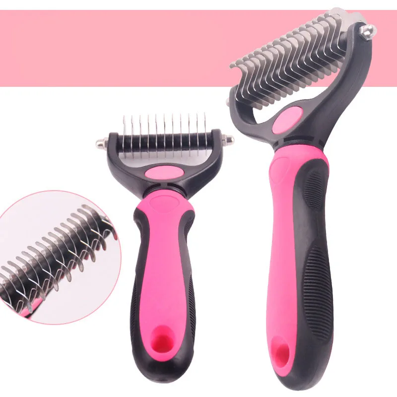 

Hair Removal Comb for Dogs Cat Detangler Fur Trimming Dematting Deshedding Brush Grooming Tool For matted Long Hair Curly Pet