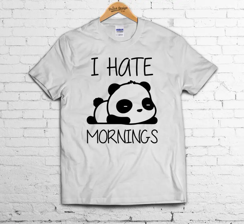 I HATE MORNINGS футболка Сонная панда Zoella подарок Tumblr Geek хипстер милый TOP2019 модный бренд