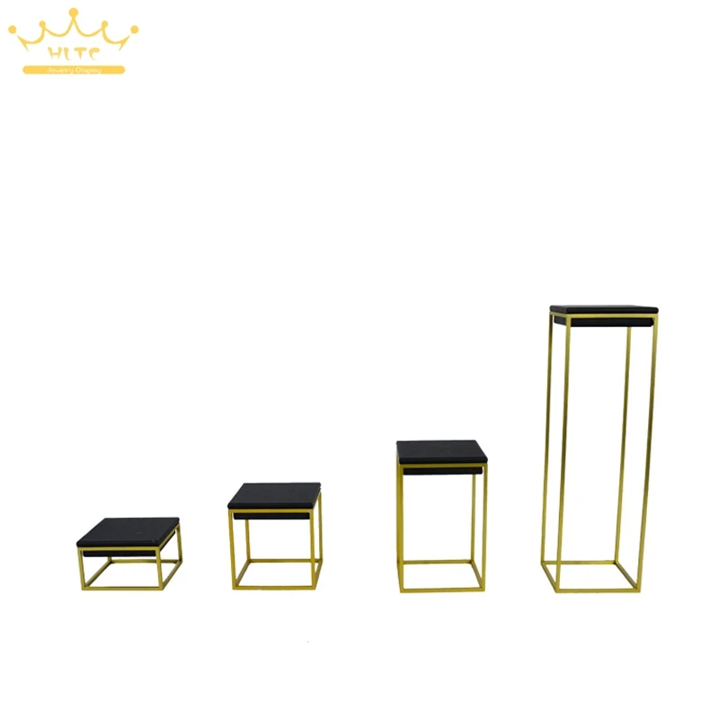 Newest Stainless Steel Jewelry Display Stand Showcase Black PU Leather Jewellery Display Rack Stand Holder