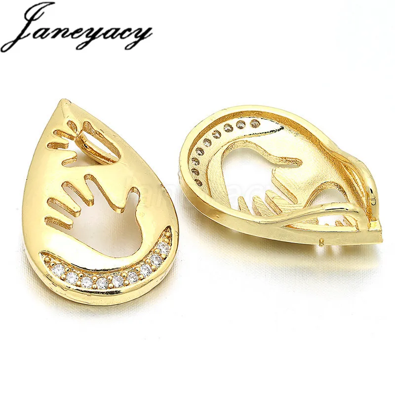 

Fashion Brass Water Droplets Zircon Pendant Accessories Connector DIY Women Necklace Earrings Pendant CZ Accessories Jewelry