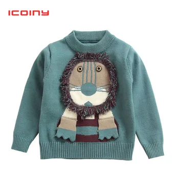 

Boys Sweaters Spring 2019 Childre Cartoon Lion Knitwear Sweaters Kids Girls Knitted Pullovers roupa infantil Toddler 1 2 3 4 T