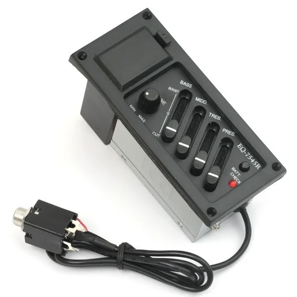 

4 Band Acoustic Guitar Preamp Amplifier EQ 7545R Pickup Acoustic Guitar Amplifier Preamps Flat Side