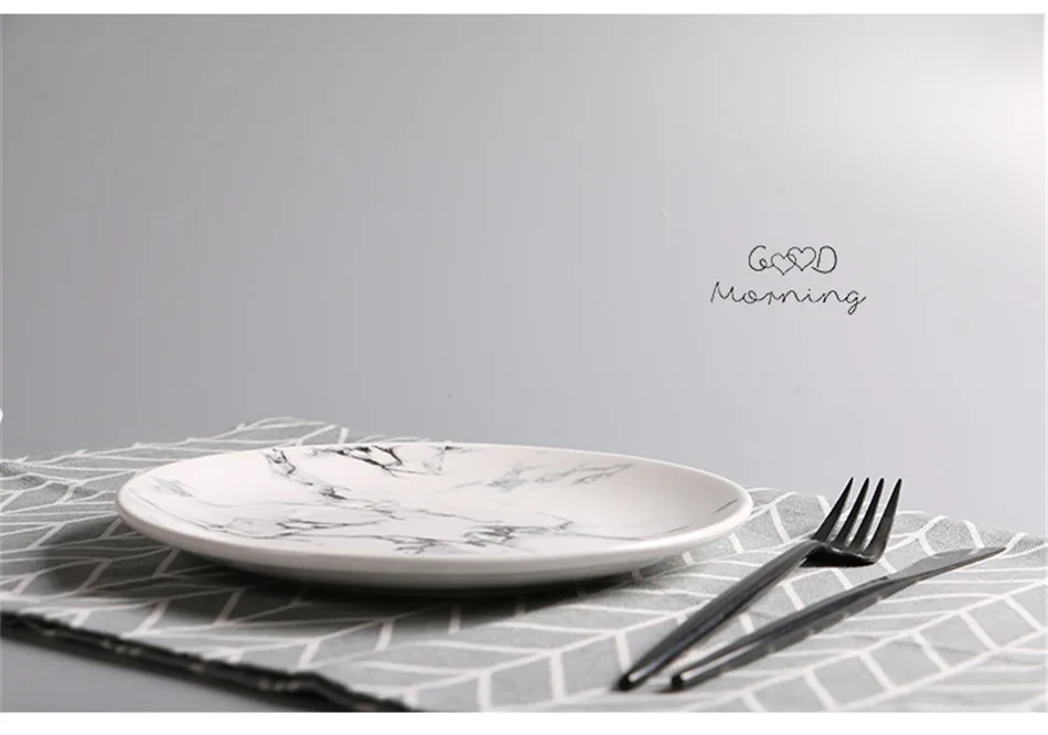 Шикарная креативная мраморная керамическая тарелка столовая посуда белые тарелки посуда блюда Западная еда фарфоровая кухня блюдо 8 дюймов