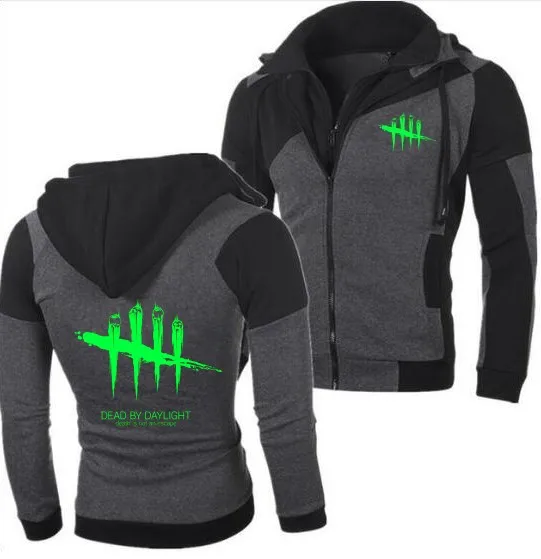 Fashion Hot Game Dead by Daylight Printed Hoodie Personality Color Double Zip Hooded Cardigan Slim Fitting  Мужская | Мужские толстовки и свитшоты -4000007916404