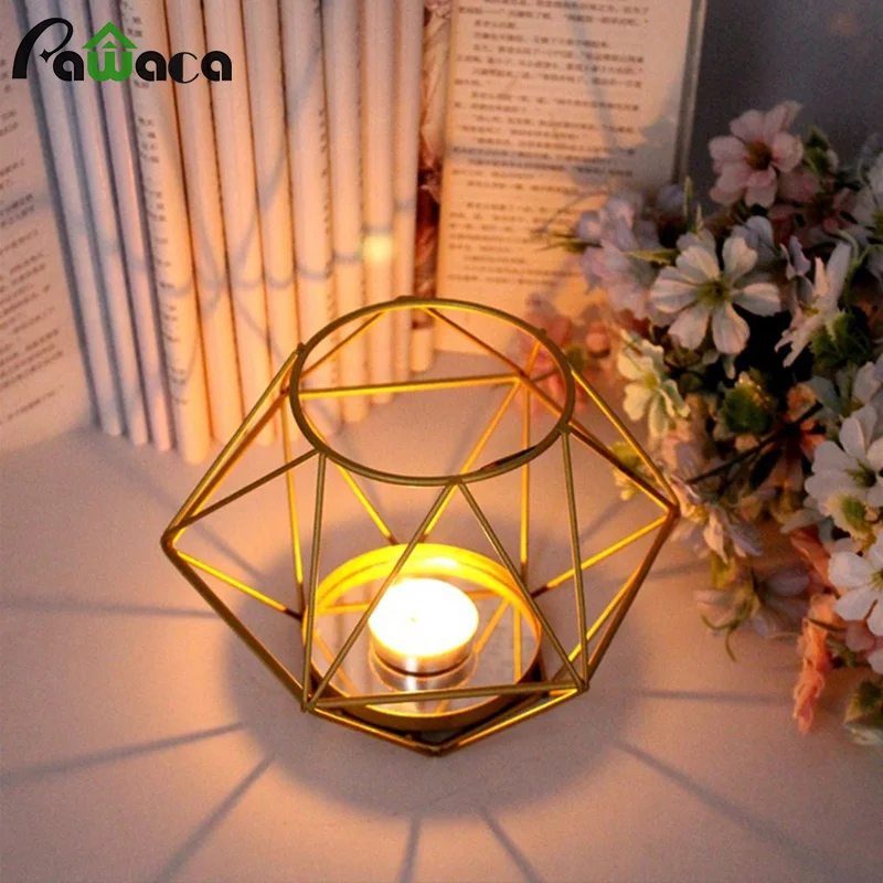 

Nordic Style Metal Candle Holders Geometric Wrought Iron Mirror Candlestick Tealight Holders for Wedding Home Decoration Crafts