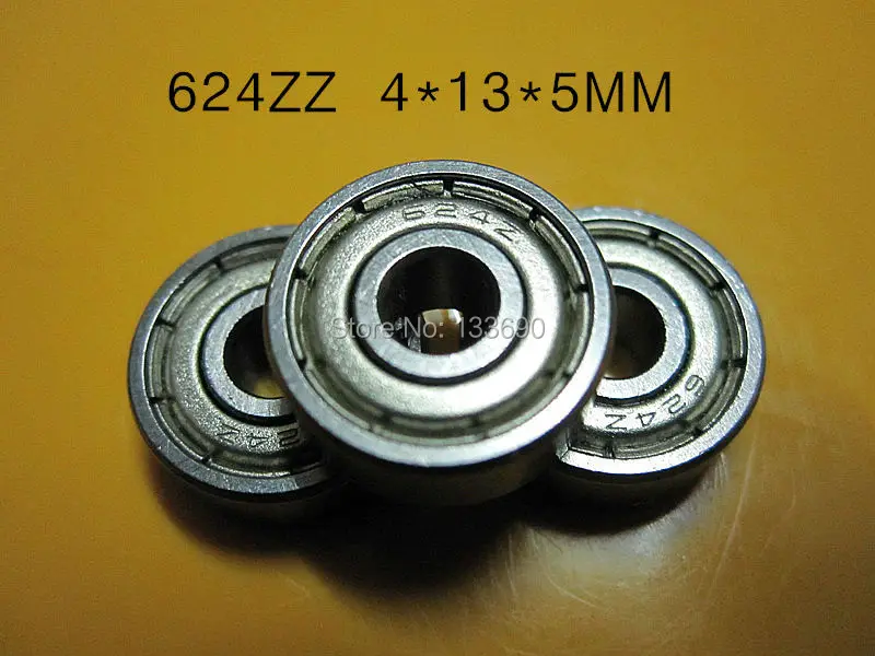 4x13x5 mm Metal Double Shielded Ball Bearing Bearings 4*13*5 624ZZ 10 Pcs 